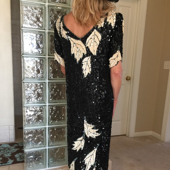 SHOMAX Silk and Sequined Formal Dress, Vintage - Picture 3 of 7